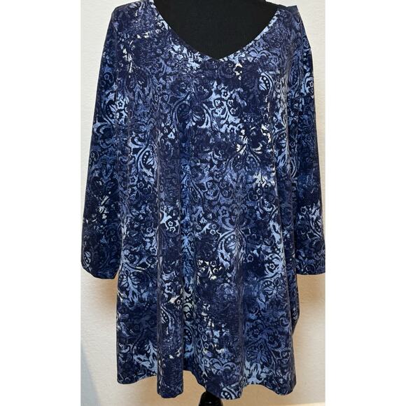Catherines Blue Knit Blouse V-Neck Neck 3/4 Sleeves Size 3X - Picture 1 of 3